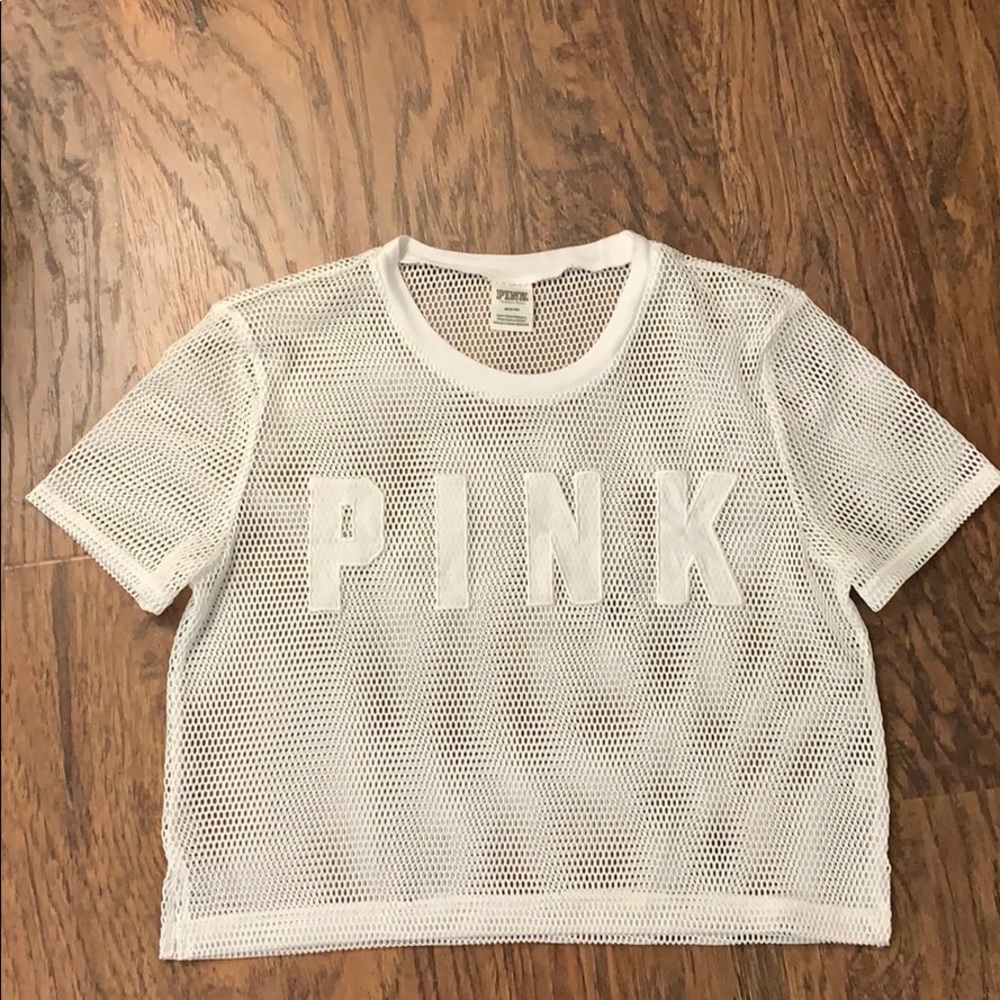 PINK Victoria’s Secret White Netted Top
